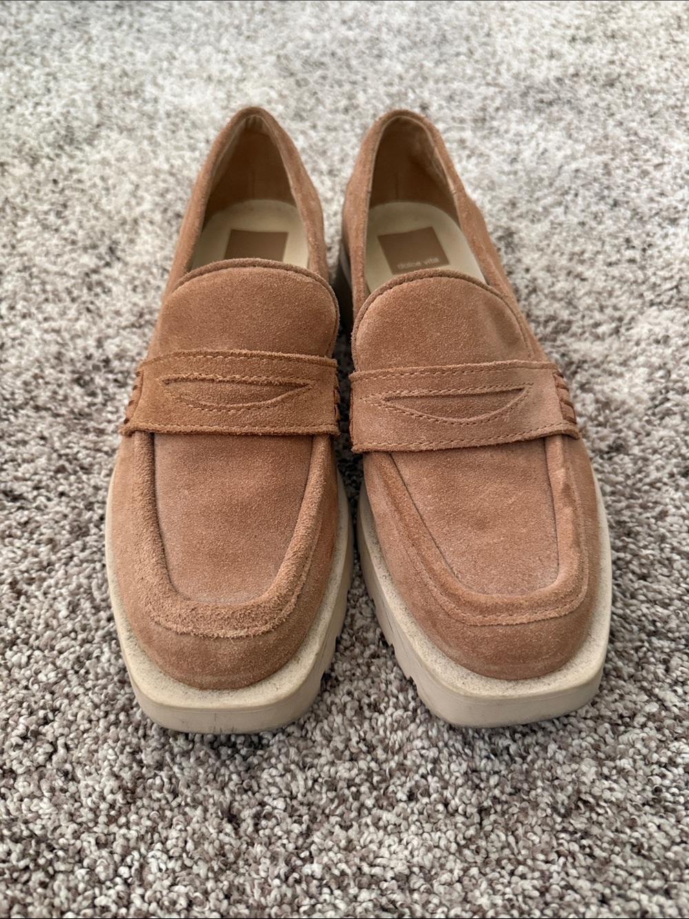 Dolce Vita Tan Suede Penny Loafers